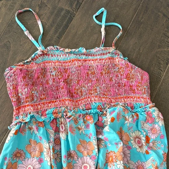 Cupshe Floral Maxi Dress in Turquoise and Pink - Picture 2 of 3